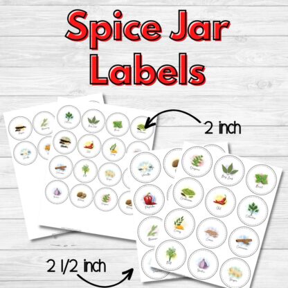 Spice jar labels sample pages